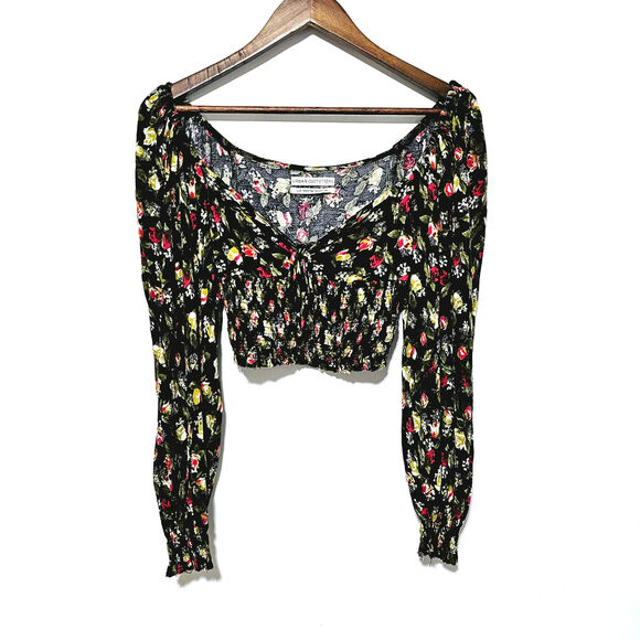 Urban Outfitters Tops - Urban Outfitters Top Cropped Smocked Long Sleeve Floral Boho V-neck Women's Sz S